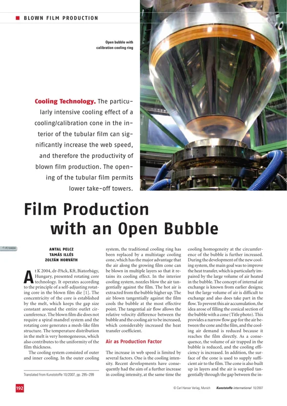 Az eredeti cikk előnézete: Film production with an open bubble